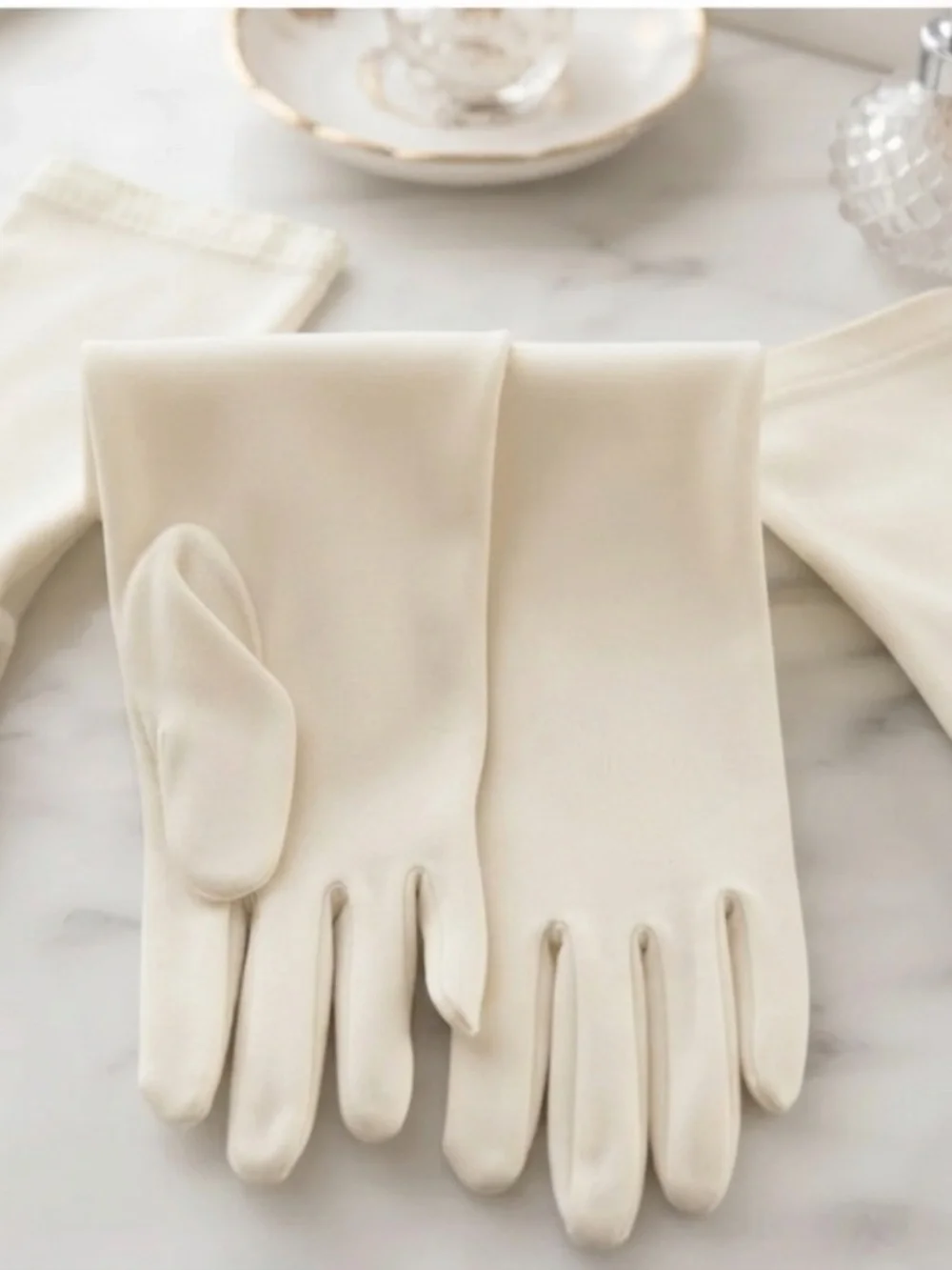 Vintage White Mid-Length/Short Gloves~Three Pair Lot~Retro Formal Bride Gloves